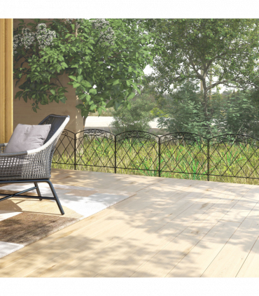 Outsunny 61 cm x 3 m Outdoor Picket Fence Panels with Panels, Swirls, Black