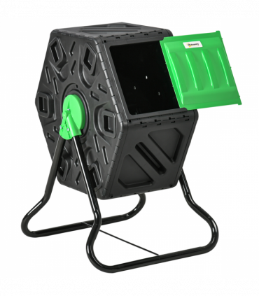 Outsunny 65L Garden Compost Bin, Barrel Rotating Composter with Steel Legs