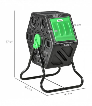 Outsunny 65L Garden Compost Bin, Barrel Rotating Composter with Steel Legs