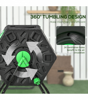 Outsunny 65L Garden Compost Bin, Barrel Rotating Composter with Steel Legs