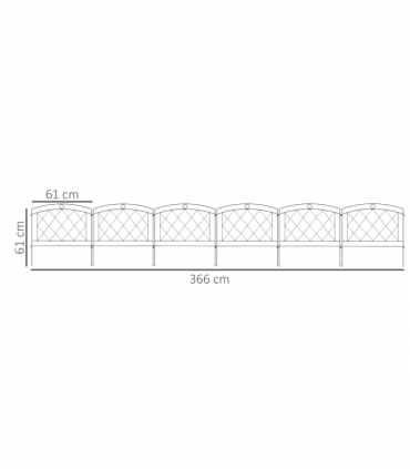 Outsunny 6PCs Decorative Garden Fencing 24in x 12ft Metal Border Edging