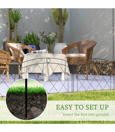 Outsunny 6PCs Decorative Garden Fencing 24in x 12ft Metal Border Edging