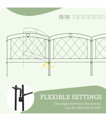 Outsunny 6PCs Decorative Garden Fencing 24in x 12ft Metal Border Edging