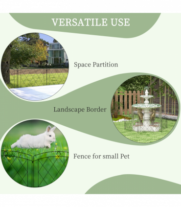 Outsunny 6PCs Decorative Garden Fencing 24in x 12ft Metal Border Edging