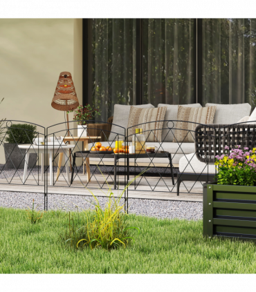 Outsunny 6PCs Decorative Garden Fencing 24in x 12ft Metal Border Edging