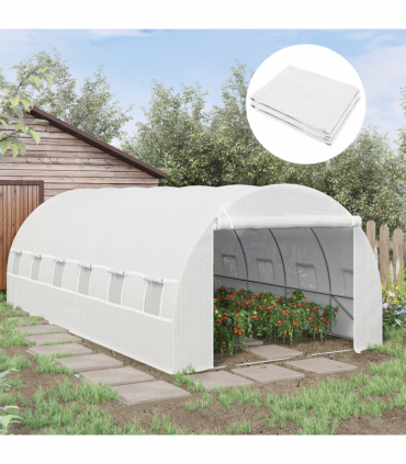 Outsunny 6x3x2m Greenhouse Replacement Cover ONLY for Tunnel Greenhouse White