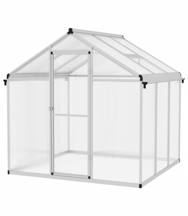 Outsunny 6x6ft Aluminium Greenhouse with/ Door Window Galvanised Base PC Panel
