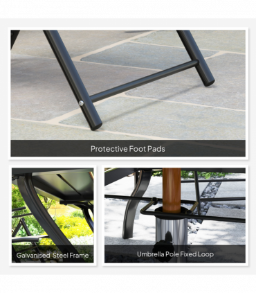 Outsunny 7 PCs Garden Dining Set, Folding Chairs and Metal Top Table, Grey