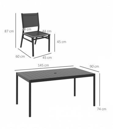 Outsunny 7 Piece Garden Dining Set with Breathable Mesh Seat, Aluminium Top