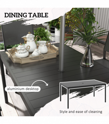 Outsunny 7 Piece Garden Dining Set with Breathable Mesh Seat, Aluminium Top