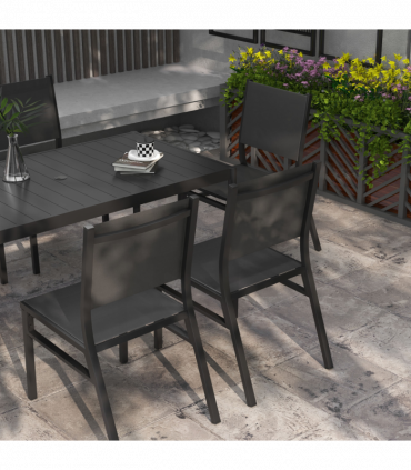 Outsunny 7 Piece Garden Dining Set with Breathable Mesh Seat, Aluminium Top