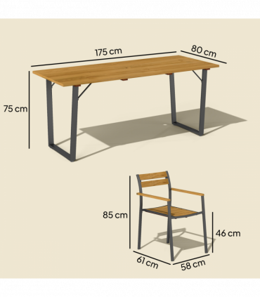 Outsunny 7 Piece Garden Dining Set with Table and 6 Stackable Chairs, Brown