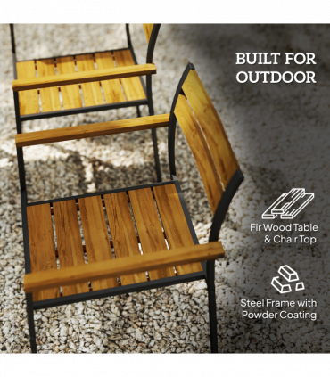 Outsunny 7 Piece Garden Dining Set with Table and 6 Stackable Chairs, Brown