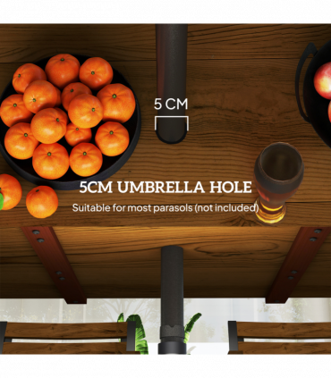 Outsunny 7 Piece Garden Dining Set with Table and 6 Stackable Chairs, Brown