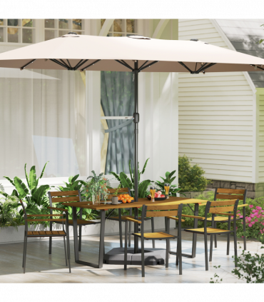 Outsunny 7 Piece Garden Dining Set with Table and 6 Stackable Chairs, Brown