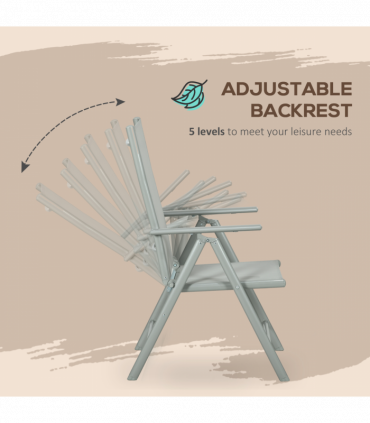 Outsunny 7 Piece Garden Dining Set, Outdoor Table and 6 Chair, Aluminium, Grey