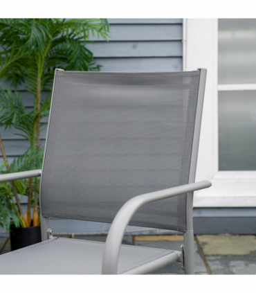 Outsunny 7 Piece Garden Dining Set, Steel Outdoor Table and Chairs, Grey