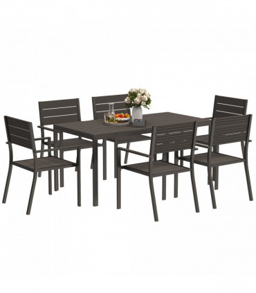 Outsunny 7 Piece Garden Furniture Set with Table and 6 Stackable Chairs