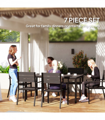 Outsunny 7 Piece Garden Furniture Set with Table and 6 Stackable Chairs