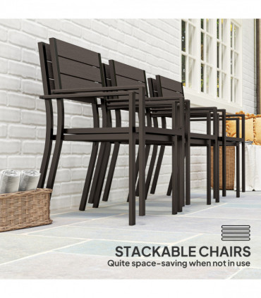 Outsunny 7 Piece Garden Furniture Set with Table and 6 Stackable Chairs
