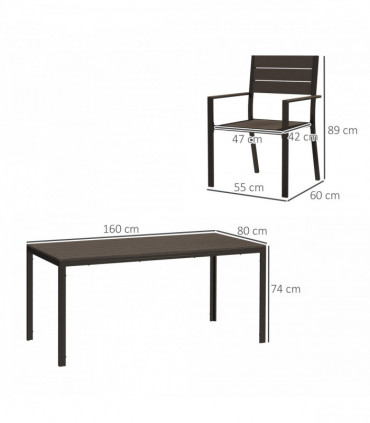 Outsunny 7 Piece Garden Furniture Set with Table and 6 Stackable Chairs