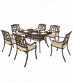 Outsunny 7 Pieces Cast Aluminium Garden Dining Set with Parasol Hole, Bronze