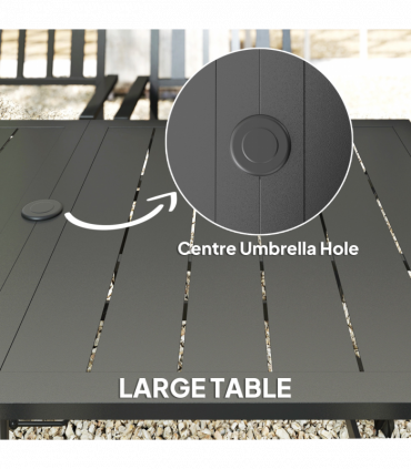 Outsunny 7 Pieces Patio Dining Set with Umbrella Hole, for Poolside, Garden