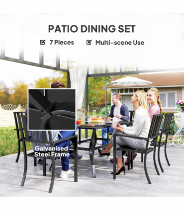 Outsunny 7 Pieces Patio Dining Set with Umbrella Hole, for Poolside, Garden