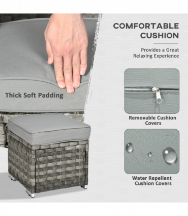 Outsunny 7 Pieces Rattan Garden Furniture Set w/ 50,000 BTU Gas Fire Pit Table