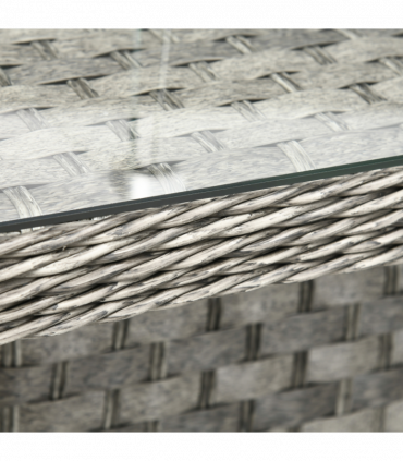 Outsunny 7 Pieces Rattan Garden Furniture Set w/ 50,000 BTU Gas Fire Pit Table