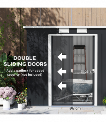 Outsunny 7 x 4ft Metal Garden Storage Shed w/ Double Door Dark Grey