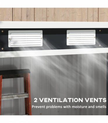 Outsunny 7 x 4ft Metal Garden Storage Shed w/ Double Door Dark Grey