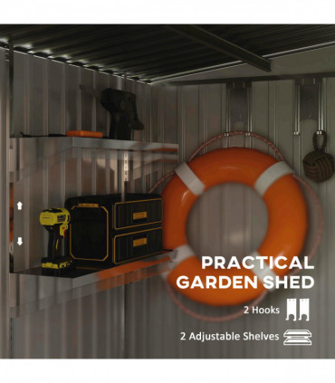 Outsunny 7 x 5FT Garden Shed w/ Foundation Lean to Metal Tool Shed Dark Grey