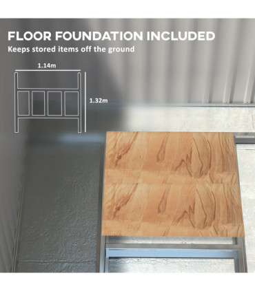 Outsunny 7 x 5FT Garden Shed w/ Foundation Lean to Metal Tool Shed Dark Grey