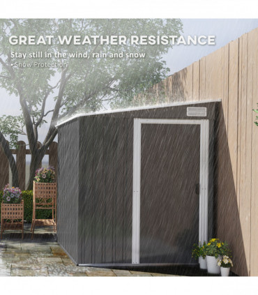 Outsunny 7 x 5FT Garden Shed w/ Foundation Lean to Metal Tool Shed Dark Grey