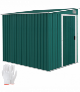 Outsunny 7 x 5FT Garden Shed w/ Foundation Lean to Metal Tool Shed Green