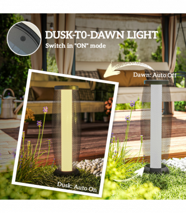 Outsunny 71.5 cm Garden Solar Lamp, Metal Floor Lamp with Auto On/Off LED