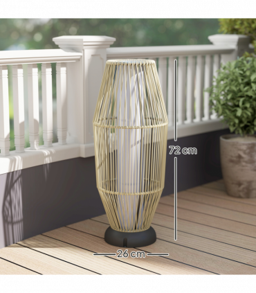 Outsunny 72 cm Rattan Solar Floor Lamp, Auto On/Off LED Garden Light, Grey