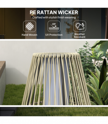 Outsunny 72 cm Rattan Solar Floor Lamp, Auto On/Off LED Garden Light, Grey