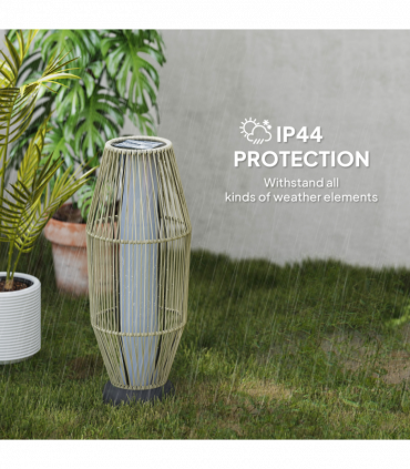 Outsunny 72 cm Rattan Solar Floor Lamp, Auto On/Off LED Garden Light, Grey