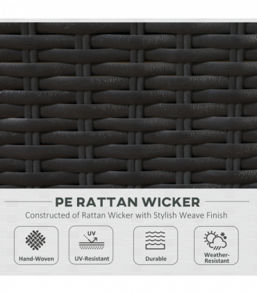 Outsunny 7PC Rattan Garden Furniture Set Coffee Table Buckle Structure, Black