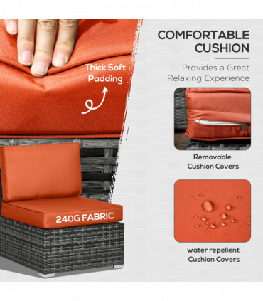 Outsunny 8 Pieces Patio Rattan Sofa Set Outdoor Garden Furniture Set Orange