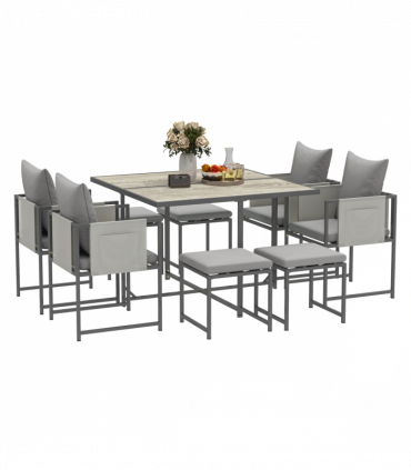 Outsunny 8 Seater Garden Dining Set, Cube Garden Furniture with Cushions