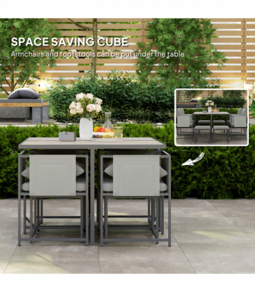 Outsunny 8 Seater Garden Dining Set, Cube Garden Furniture with Cushions