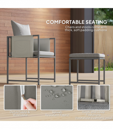 Outsunny 8 Seater Garden Dining Set, Cube Garden Furniture with Cushions