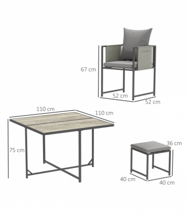 Outsunny 8 Seater Garden Dining Set, Cube Garden Furniture with Cushions