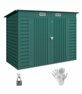 Outsunny 8 x 4FT Metal Garden Storage Shed with Double Doors and 2 Vents, Green