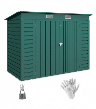 Outsunny 8 x 4FT Metal Garden Storage Shed with Double Doors and 2 Vents, Green