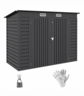 Outsunny 8 x 4FT Metal Garden Storage Shed with Double Doors and 2 Vents, Grey
