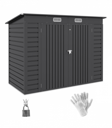 Outsunny 8 x 4FT Metal Garden Storage Shed with Double Doors and 2 Vents, Grey